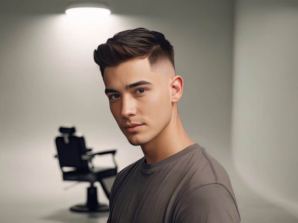Young Man with a mid-fade haircut